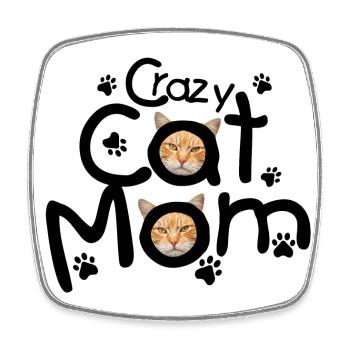 Maman chatte folle - Magnet carré - blanc - Devant