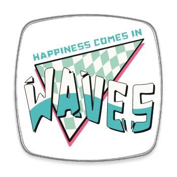Happiness comes in waves Summer Beach Retro Surf - Square fridge magnet - white - Front