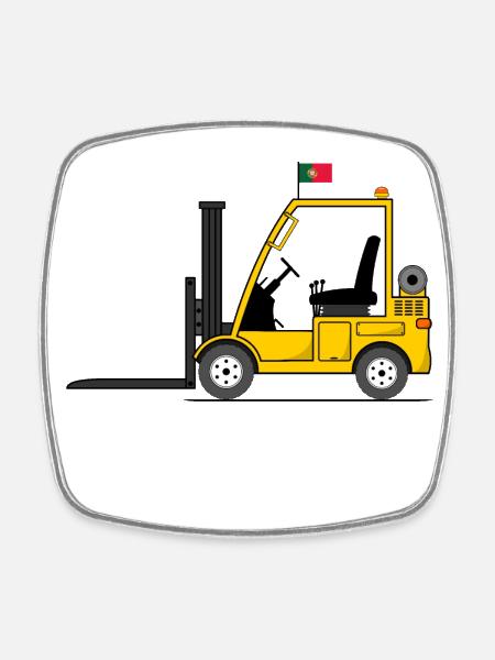 Chariot élévateur Portugal Flag - Magnet carré - blanc