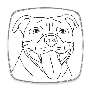Staffordshire Bullterrier - Viereckiger Kühlschrankmagnet - Weiß - Vorne