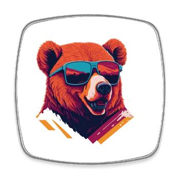 Mutig und bärisch: Retro Bär T-Shirt - Viereckiger Kühlschrankmagnet - Weiß - Vorne