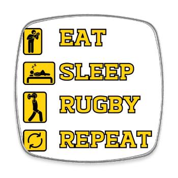 EAT SLEEP RUGBY REPEAT - Square fridge magnet - white - Front