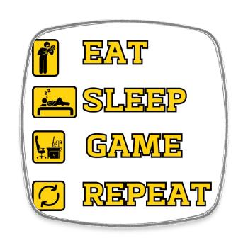 EAT SLEEP GAME REPEAT - Square fridge magnet - white - Front