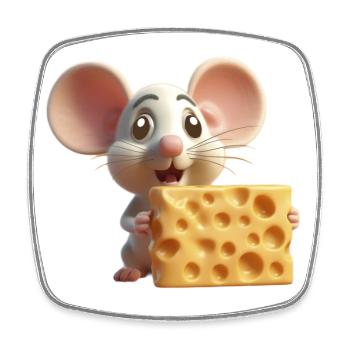 Maus mit Käse - Viereckiger Kühlschrankmagnet - Weiß - Vorne