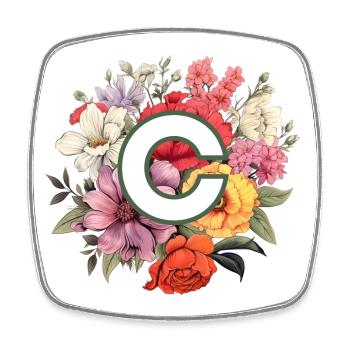C Bouquet de monogramme - Magnet carré - blanc - Devant