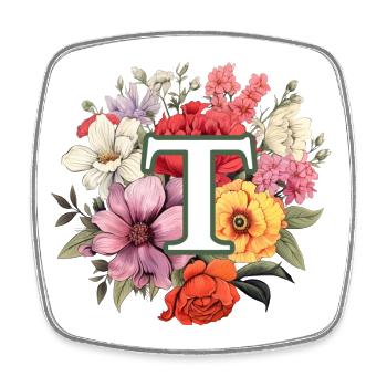 T Monogram Bouquet - Square fridge magnet - white - Front