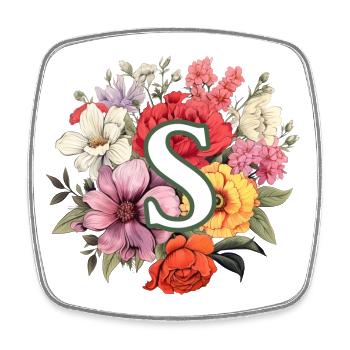 S Bouquet de monogramme - Magnet carré - blanc - Devant