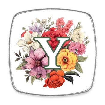 Bouquet de monogramme Y - Magnet carré - blanc - Devant