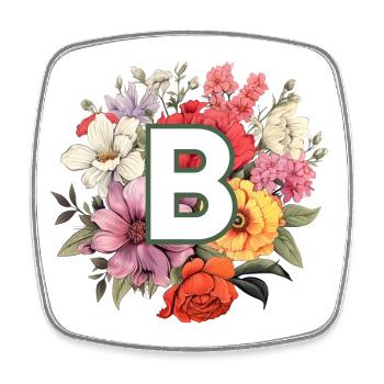 B Monogram Bouquet - Square fridge magnet - white - Front