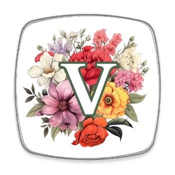 V Monogram Bouquet - Square fridge magnet - white - Front