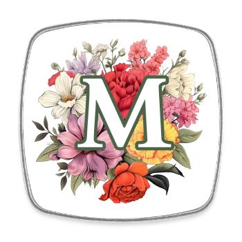 M Monogram Bouquet - Square fridge magnet - white - Front