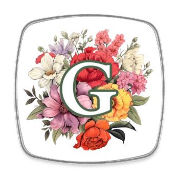 G Monogram Bouquet - Square fridge magnet - white - Front