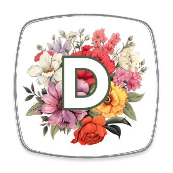 D Monogram Bouquet - Square fridge magnet - white - Front