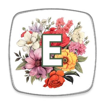 E Monogram Bouquet - Square fridge magnet - white - Front