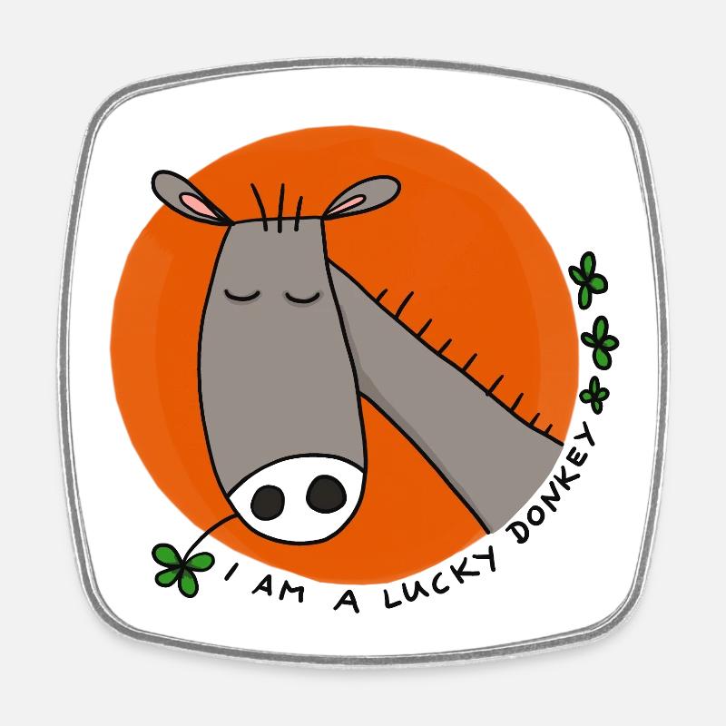 Lucky Donkey - Square fridge magnet - white