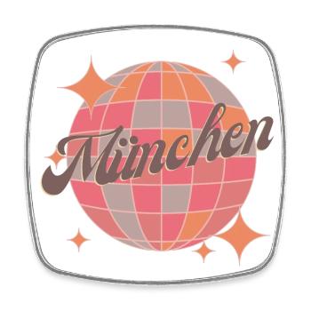 Munich City Retro Vintage pink party city - Square fridge magnet - white - Front