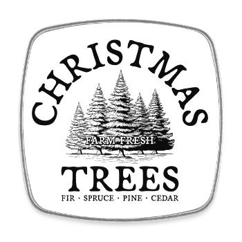 ChristmasTrees Farm Fresh Weihnachtsbäume - Viereckiger Kühlschrankmagnet - Weiß - Vorne