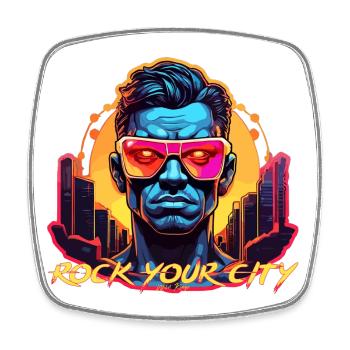 Rock your City - Viereckiger Kühlschrankmagnet - Weiß - Vorne