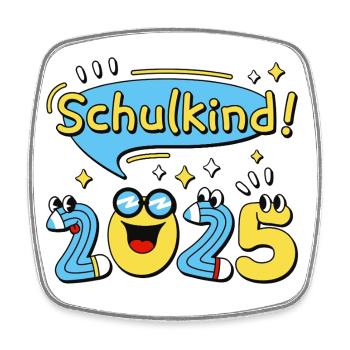 Schulkind 2025 Einschulung Schulanfang - Viereckiger Kühlschrankmagnet - Weiß - Vorne