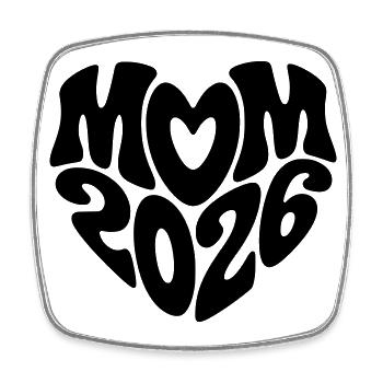 Mom 2026 Herzform Mutter Baby Herz Form Mama 2026 - Viereckiger Kühlschrankmagnet - Weiß - Vorne