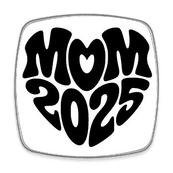 Mom 2025 Herzform Mutter Baby Herz Form Mama 2025 - Viereckiger Kühlschrankmagnet - Weiß - Vorne