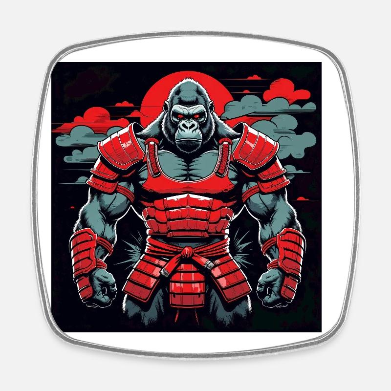 Primal Ronin – Le gorille samouraï - Magnet carré - blanc