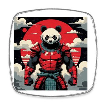 Samouraï Panda Guerrier - Magnet carré - blanc - Devant