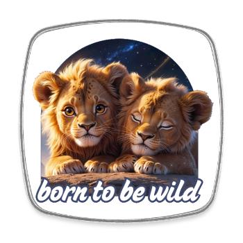 Two Little Lions - Square fridge magnet - white - Front