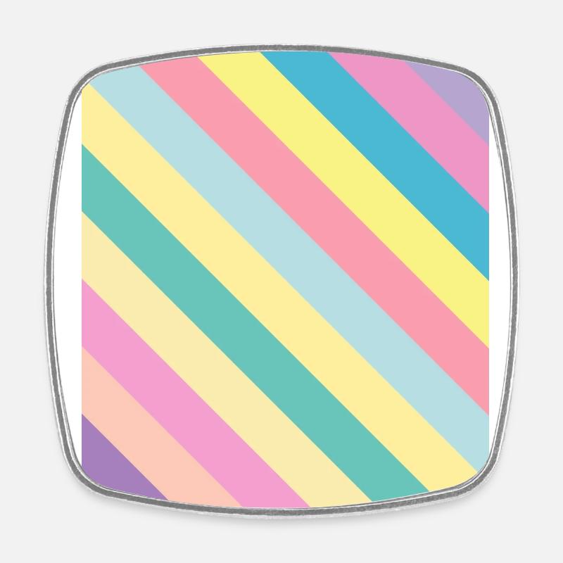 Oblique pastel stripes - sloped stripes - Square fridge magnet - white