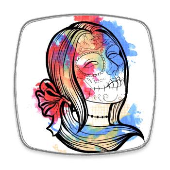 Ein Schönes und Lustiges Aquarell Calavera Design - Viereckiger Kühlschrankmagnet - Weiß - Vorne