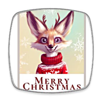 Portrait d’un mignon renard Fennec en pull - Magnet carré - blanc - Devant