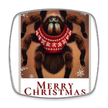 Tarantel mit der Inschrift Frohe Weihnachten. - Viereckiger Kühlschrankmagnet - Weiß - Vorne