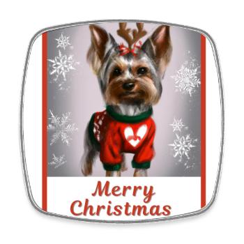 Sweet lucky doggy (Yorkshire terrier) - Square fridge magnet - white - Front