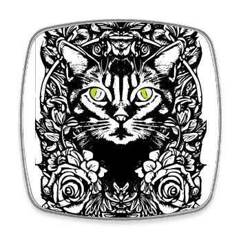 Chat lineart meau meau meau - Magnet carré - blanc - Devant
