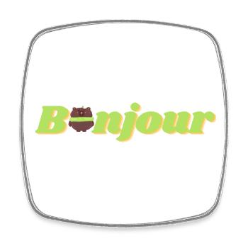 Bonjour Macaron Bear - Square fridge magnet - white - Front