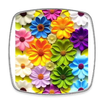 Floral 50 - Square fridge magnet - white - Front