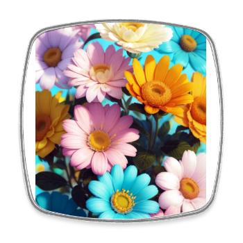 Floral 68 - Square fridge magnet - white - Front