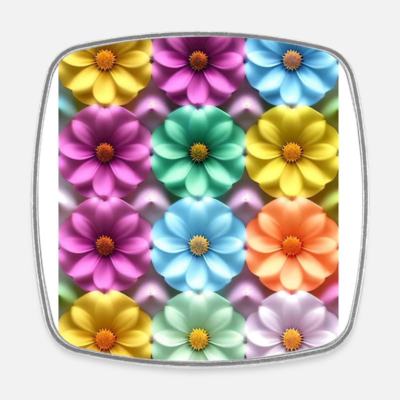 Floral 221 - Square fridge magnet - white