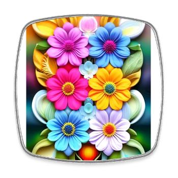 Floral 33 - Square fridge magnet - white - Front