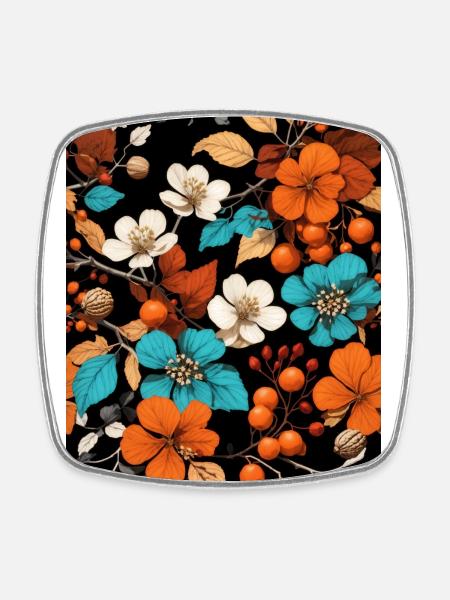 Herbst Blumen - Viereckiger Kühlschrankmagnet - Weiß
