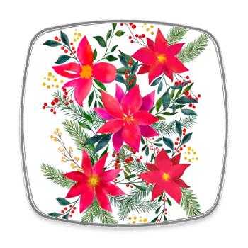 Festliches Weihnachtsterne Floral Bouquet Aquarell - Viereckiger Kühlschrankmagnet - Weiß - Vorne