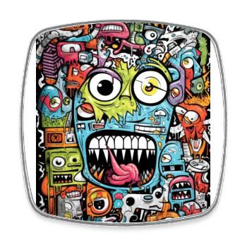 [MB] Panic Face - Square fridge magnet - white - Front
