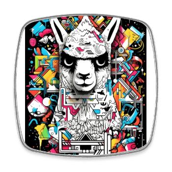 [MB] Cooles Lama vom Block - Viereckiger Kühlschrankmagnet - Weiß - Vorne