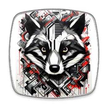 [MB] Raccoon-Red-Black Contrast - Square fridge magnet - white - Front