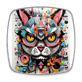 [MB] Turquoise-Pink Tiger Dream - Square fridge magnet - white - Front