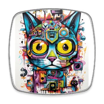 [MB] Shocked Cat - Square fridge magnet - white - Front
