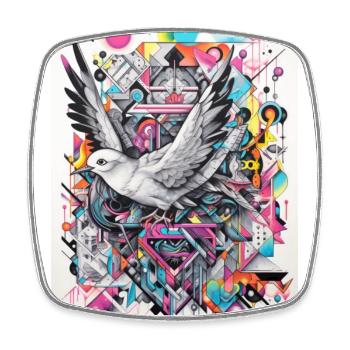 [MB] Fly little bird. Fly - Square fridge magnet - white - Front
