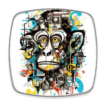 [MR] The Scared Monkey - Square fridge magnet - white - Front