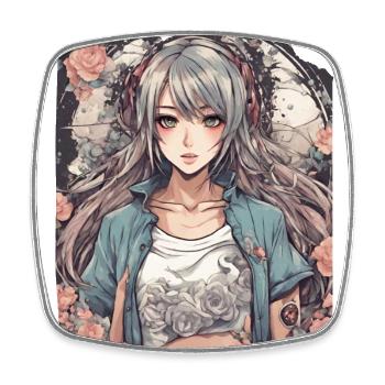 Serenity Blossom Anime Woman Manga Character - Square fridge magnet - white - Front