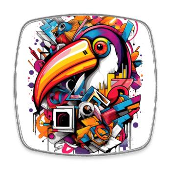 [MB] Toucan Tropical Rush - Square fridge magnet - white - Front